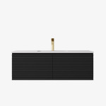 Sedona Fluted Wall Hung Matte White PVC Vanity 1200mm