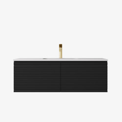 Sedona Fluted Wall Hung Matte Black PVC Vanity 1200mm