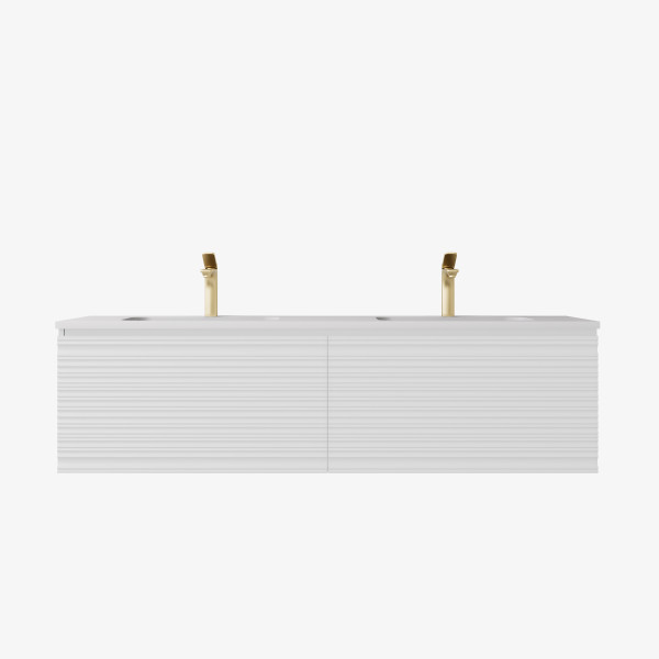 Sedona Fluted Wall Hung Matte White PVC Vanity 1500mm