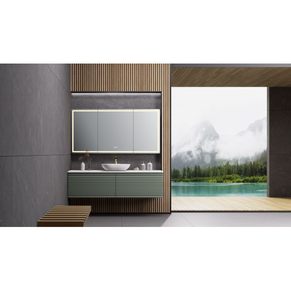 Sedona Fluted Wall Hung Olive Green PVC Vanity 1500mm