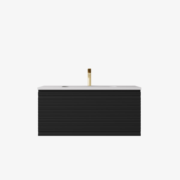 Sedona Fluted Wall Hung Matte Black PVC Vanity 750mm Sedona Fluted Wall Hung Matte Black PVC Vanity 750mm