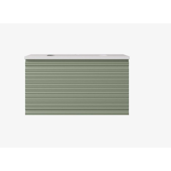 Sedona Fluted Wall Hung Olive Green PVC Vanity 750mm