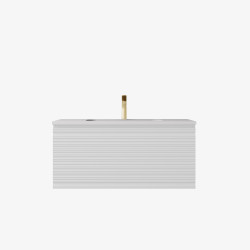 Sedona Fluted Wall Hung Matte White PVC Vanity 900mm