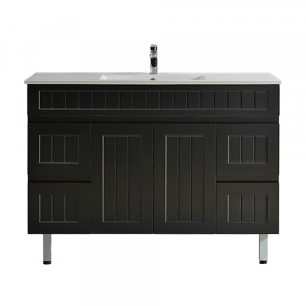Acacia Shaker Door Water Proof Floor Cabinet - Matte Black Vanity 1200x460x880