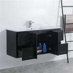 Acacia Shaker Door Water Proof Wall Cabinet - Matte Black Vanity 1200x460x560