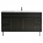 Acacia Shaker Door Water Proof Floor Cabinet - Matte Black Vanity 1500x460x560