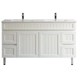 Acacia Shaker Door Water Proof Floor Cabinet - Matte White Vanity 1500x460x560