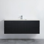 Acacia Shaker Door Water Proof Wall Double Cabinet - Matte Black Vanity 1500x460x560