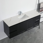 Acacia Shaker Door Water Proof Wall Double Cabinet - Matte Black Vanity 1500x460x560