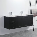 Acacia Shaker Door Water Proof Wall Double Cabinet - Matte Black Vanity 1500x460x560