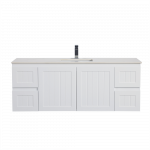 Acacia Shaker Door Water Proof Wall Double Cabinet - Matte White Vanity 1500x460x560