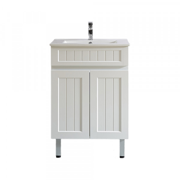 Acacia Shaker Door Water Proof Cabinet - Matte White Vanity 600x460x880