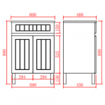 Acacia Shaker Door Water Proof Floor Cabinet - Matte Black Vanity 600x460x880