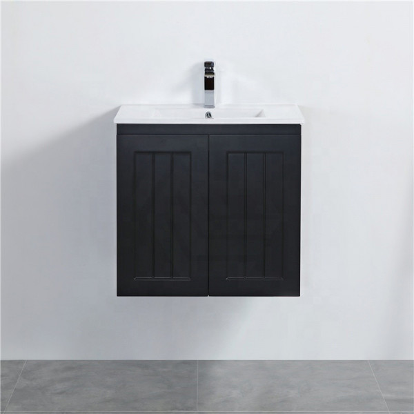 Acacia Shaker Door Water Proof Wall Cabinet - Matte Black 600x460x560