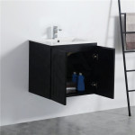 Acacia Shaker Door Water Proof Wall Cabinet - Matte Black 600x460x560