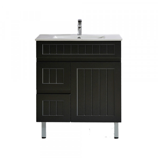 Acacia Shaker Door Water Proof Cabinet - Matte Black Vanity 750x460x880