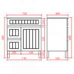 Acacia Shaker Door Water Proof Cabinet - Matte Black Vanity 750x460x880