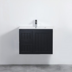 Acacia Shaker Door Water Proof Wall Cabinet - Matte Black 750x460x560