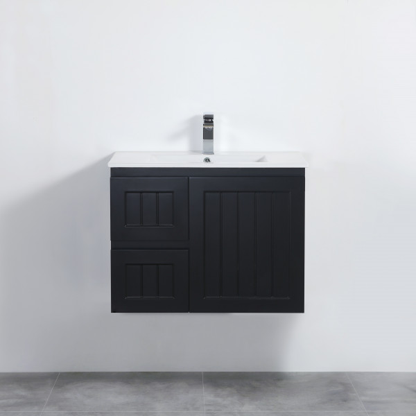 Acacia Shaker Door Water Proof Wall Cabinet - Matte Black 750x460x560