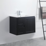 Acacia Shaker Door Water Proof Wall Cabinet - Matte Black 750x460x560