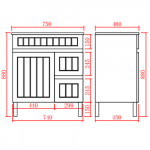 Acacia Shaker Door Water Proof Cabinet - Matte White Vanity 750x460x880