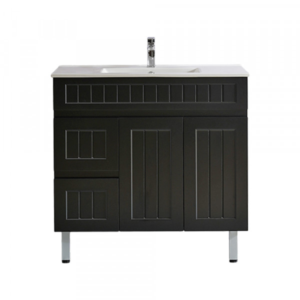 Acacia Shaker Door Water Proof Floor Cabinet - Matte Black Vanity 900x460x880