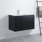 Acacia Shaker Door Water Proof Wall Cabinet - Matte Black Vanity 900x460x560