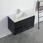 Acacia Shaker Door Water Proof Wall Cabinet - Matte Black Vanity 900x460x560