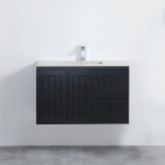 Acacia Shaker Door Water Proof Wall Cabinet - Matte Black Vanity 900x460x560
