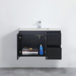 Acacia Shaker Door Water Proof Wall Cabinet - Matte Black Vanity 900x460x560