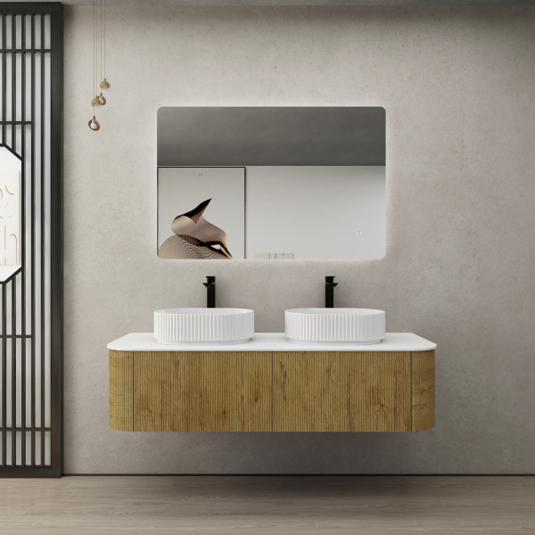 Bronte Curved color wall hung vanity 1500mm KC155W-PO