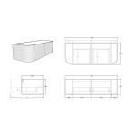 Bronte Curved color Wall Hung Vanity 1200mm