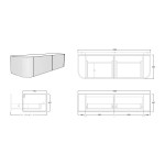 Bronte Curved color wall hung vanity 1500mm KC155W-PO