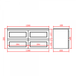 Fremantle Wall Hung Shaker Door Single/Double Cabinet -Matte Black vanity 1200mm