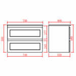 Fremantle Wall Hung Shaker Door Cabinet - Matte White vanity 750x460x560mm