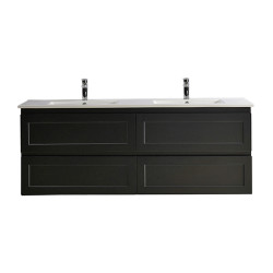 Fremantle Wall Hung Shaker Door Single/Double Cabinet-Matte Black vanity1500mm
