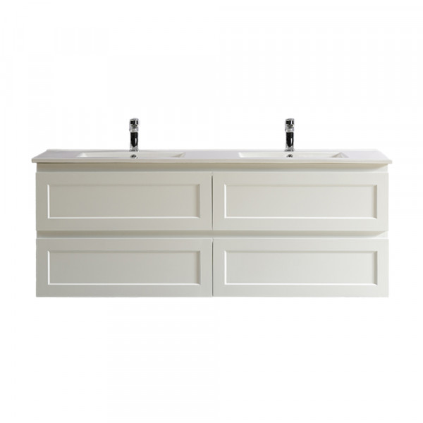 Fremantle Wall Hung Shaker Door Single / Double Cabinet-Matte White vanity1500mm