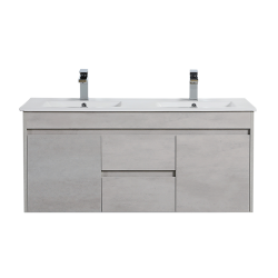 Nova Wall Hung Plywood double basin cabinet- Concrete Grey 1200mm
