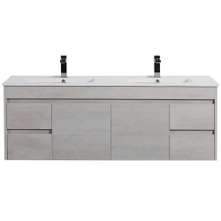 Nova Wall Hung Plywood single or double basin cabinet- Concrete Grey 1500mm