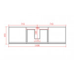 PE wall hung single or double cabinet - matte white 1500*460*520