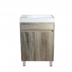 Mini vainty 500mm white oak cabinet with ceramic top- freestanding