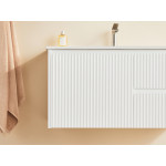 600mm Fluted matte white wall hung FEN600-WH