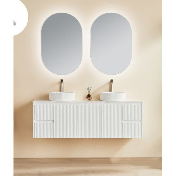 1500mm Fluted matte white wall hung FEN1500-WH