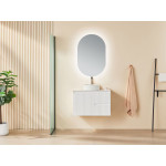 750mm Fluted matte white wall hung FEN750-WH