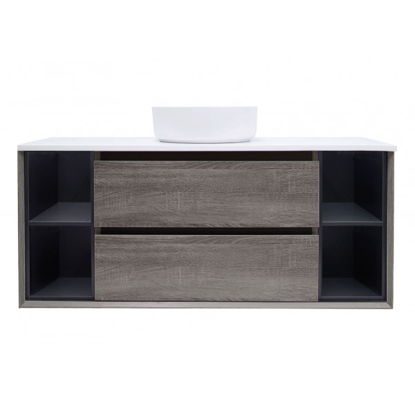 Amazon Grey with Shelves Vanity 1200