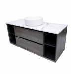 Amazon Grey with Shelves Vanity 1200