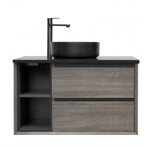Amazon Grey with Shelves Vanity 900