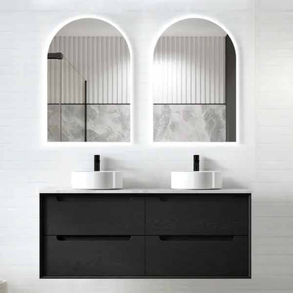 Byron black oak double vanity 1200x460x550