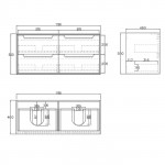 Byron black oak double vanity 1200x460x550