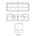BYRON CABINET - BLACK OAK VANITY 1500X460X550- BY1500BCT